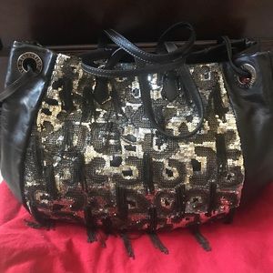 Valentino Black leather sequin chain shoulder bag